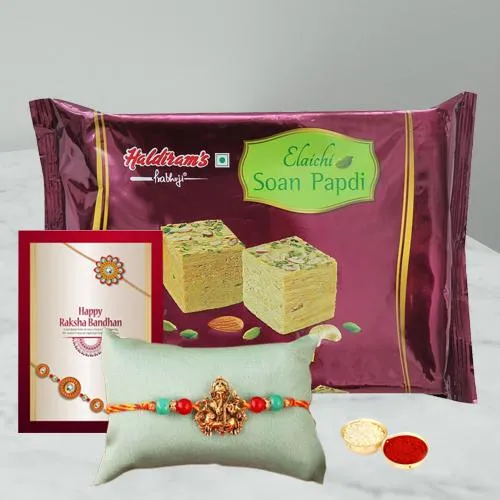 Designer Rakhi N Tasty Soan Papdi Gift Pack
