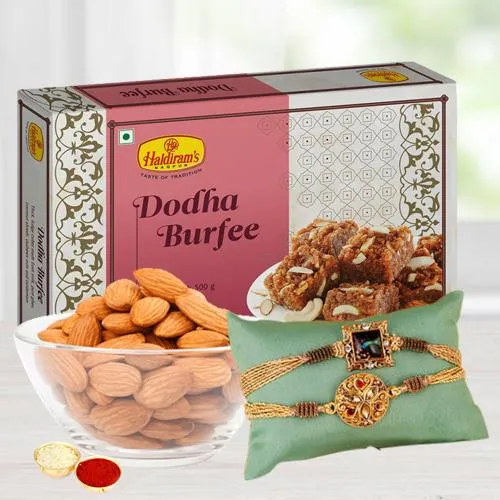 Delectable Doda Barfee with Rakhis N Almonds Pack