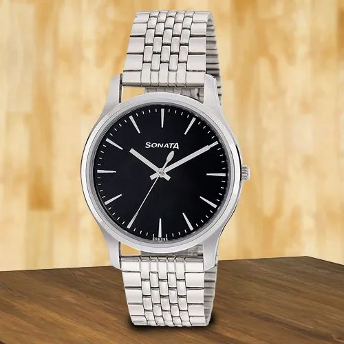 Exclusive Sonata Essentials Analog Black Dial Mens Watch Exclusive Sonata Essentials Analog Black Dial Mens Watch