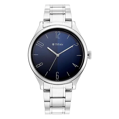 Glowing Titan Blue Dial Stainless Steel Strap Watch