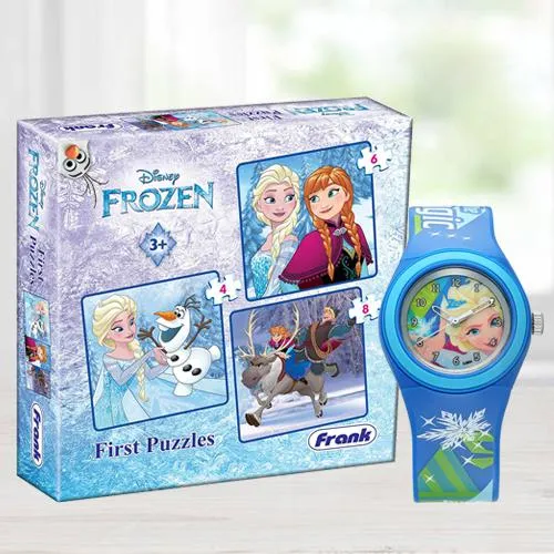 Amazing Zoop Cartoon Analog Watch n Jigsaw Puzzles Set