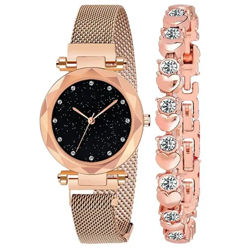 Overwhelming Surprise of Rose Gold Magnetic Watch N Bracelet