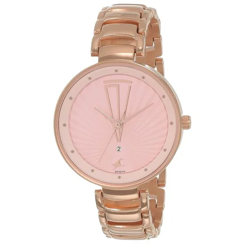 Dashing Fastrack Ruffles Pink Dial Ladies Watch