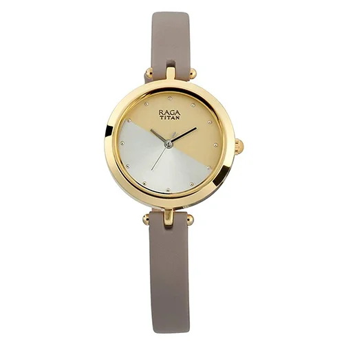 Inspiring Titan Raga Viva Champagne Dial Watch for Women