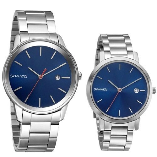 Trendy Blue Analog Pair Watch from Sonata Bandhan