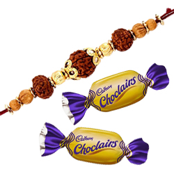 Delicious 2 Choco Pleasure and Stylish Rudraksha Rakhi Delicious 2 Choco Pleasure and Stylish Rudraksha Rakhi