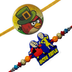 Angry Bird and Motu Patlu Rakhi Pair Angry Bird and Motu Patlu Rakhi Pair