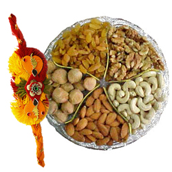 Gorgeous 100 gms Mixed Dry Fruits with 1 Rakhi with Blessings Gorgeous 100 gms Mixed Dry Fruits with 1 Rakhi with Blessings