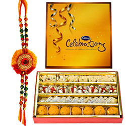 Attractive Cadbury Celebration Pack and Mixed Sweets with Rakhi Attractive Cadbury Celebration Pack and Mixed Sweets with Rakhi