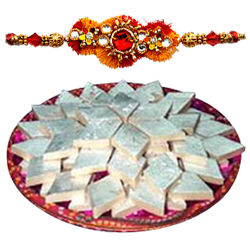 Mouth-Watering Badam Katli from Haldiram with Rakhi for Celebration Mouth-Watering Badam Katli from Haldiram with Rakhi for Celebration