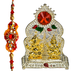 Admirable Silver ganesh lakshmi mandapam with Rakhi Admirable Silver ganesh lakshmi mandapam with Rakhi