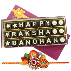 Classic Feel of Love Homemade Chocolates with Om Rakhi Classic Feel of Love Homemade Chocolates with Om Rakhi