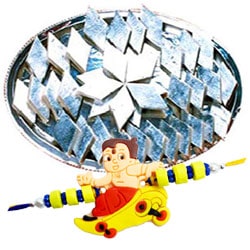 Delectable 1 Ganesh Rakhi with 200 Gms Kaju Katli for Auspicious Occasion Delectable 1 Ganesh Rakhi with 200 Gms Kaju Katli for Auspicious Occasion
