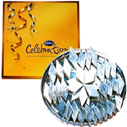 Haldirams Kaju Katli and a Box of Cadburys Celebrations Haldirams Kaju Katli and a Box of Cadburys Celebrations