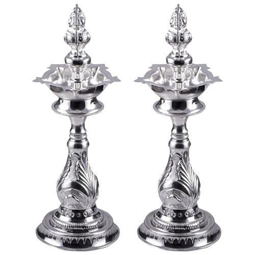 Puja Items - Silver Plated Lamp Set Puja Items - Silver Plated Lamp Set
