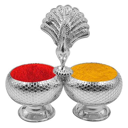 Silver Haldi and Kumkum Stand Silver Haldi and Kumkum Stand