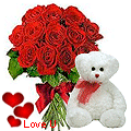 12 Exclusive Red Dutch Roses Bunch with a small te...