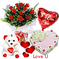 12 Exclusive Red Dutch Roses Bunch with Cute Teddy...